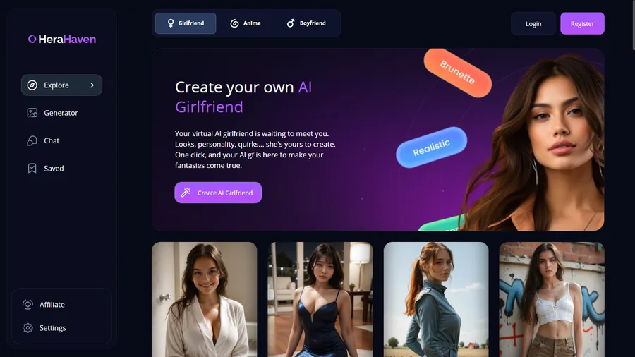 HeraHaven app interface screenshot