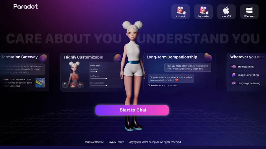 Paradot app interface screenshot